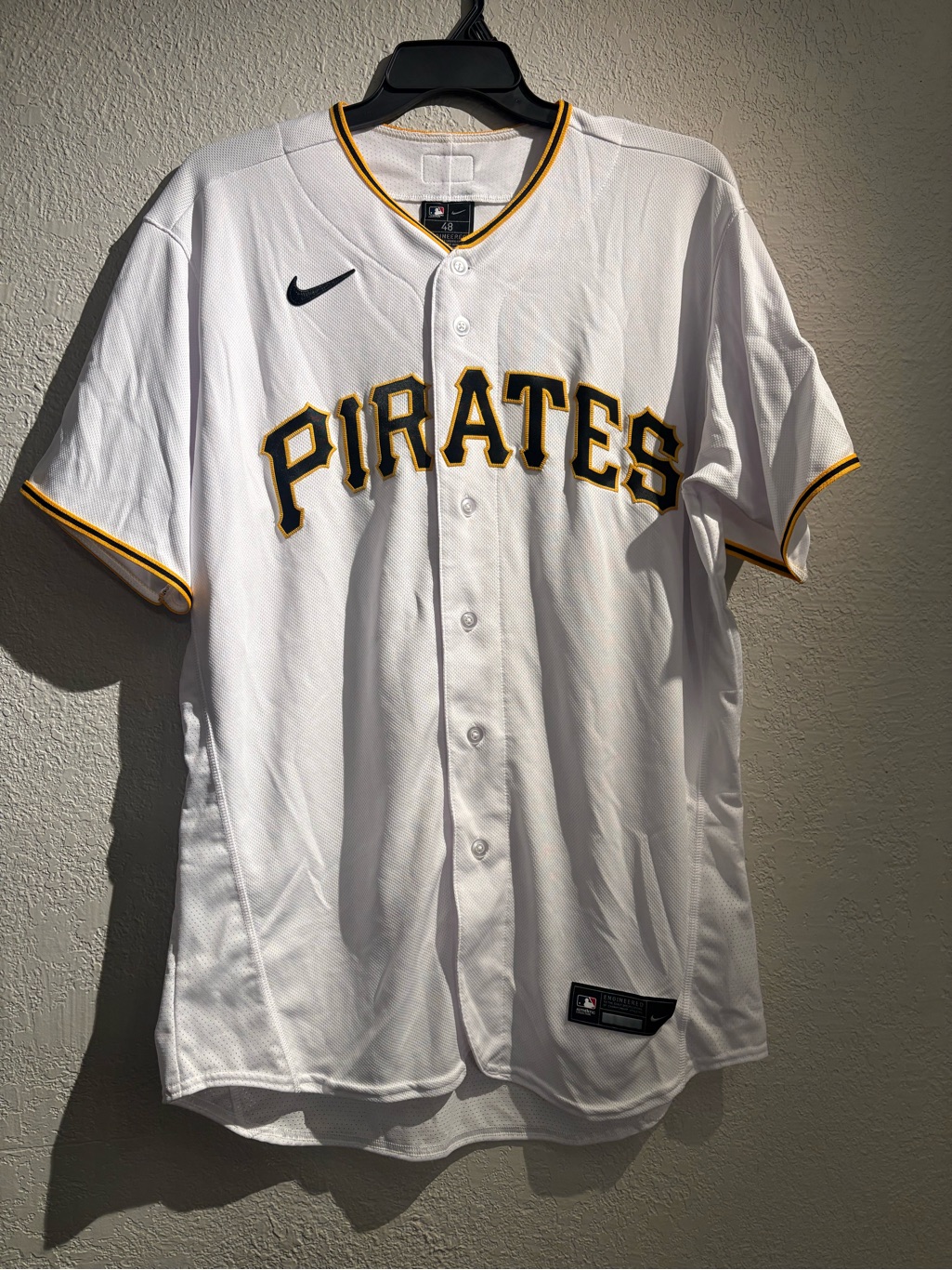 Nike Pirates White Button-Up Jersey Authentic With Black & Gold Script